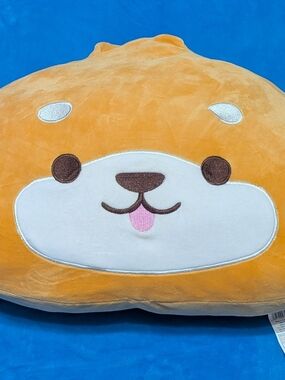 🧡🐶 Cute Orange Plush Dog Pillow with White Face 🐶🧡
